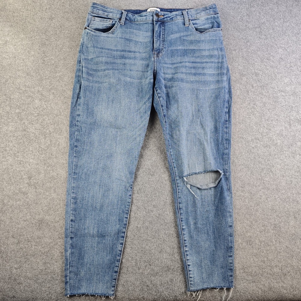 Pistola Jeans Women's 16w 36x27 Cropped Skinny Light Wash Distressed Raw Hem